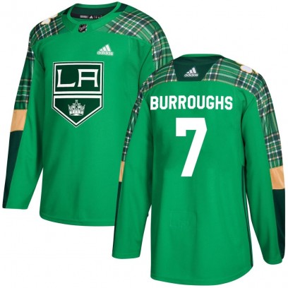 Men's Authentic Los Angeles Kings Kyle Burroughs Adidas St. Patrick's Day Practice Jersey - Green