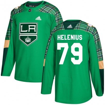 Men's Authentic Los Angeles Kings Samuel Helenius Adidas St. Patrick's Day Practice Jersey - Green