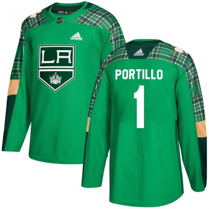 Men's Authentic Los Angeles Kings Erik Portillo Adidas St. Patrick's Day Practice Jersey - Green