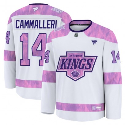 Men's Premium Los Angeles Kings Mike Cammalleri Fanatics 2024 Hockey Fights Cancer Practice Jersey - White