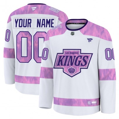 Men's Premium Los Angeles Kings Custom Fanatics Custom 2024 Hockey Fights Cancer Practice Jersey - White