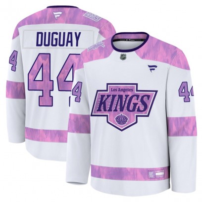 Men's Premium Los Angeles Kings Ron Duguay Fanatics 2024 Hockey Fights Cancer Practice Jersey - White