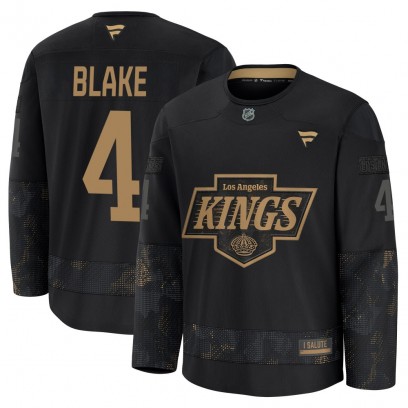 Youth Premium Los Angeles Kings Rob Blake Fanatics 2024 Military Appreciation Practice Jersey - Black