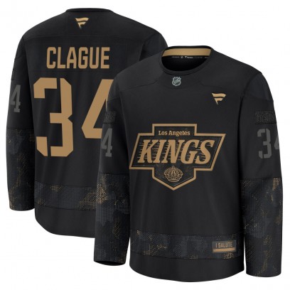 Youth Premium Los Angeles Kings Kale Clague Fanatics 2024 Military Appreciation Practice Jersey - Black