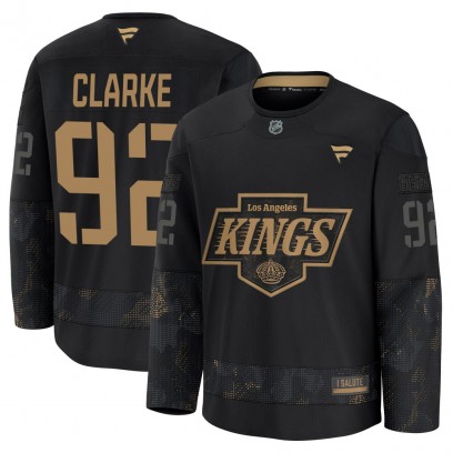 Youth Premium Los Angeles Kings Brandt Clarke Fanatics 2024 Military Appreciation Practice Jersey - Black