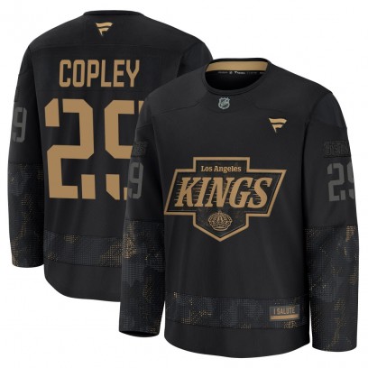 Youth Premium Los Angeles Kings Pheonix Copley Fanatics 2024 Military Appreciation Practice Jersey - Black