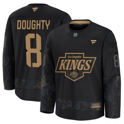 Youth Premium Los Angeles Kings Drew Doughty Fanatics 2024 Military Appreciation Practice Jersey - Black