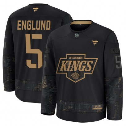 Youth Premium Los Angeles Kings Andreas Englund Fanatics 2024 Military Appreciation Practice Jersey - Black