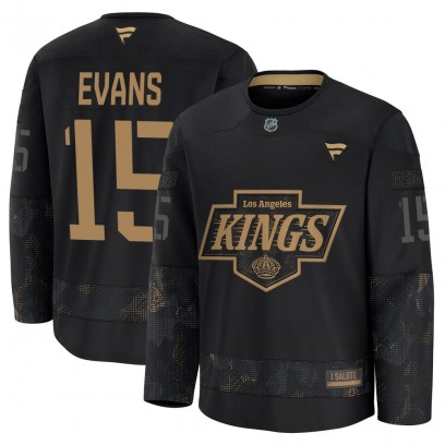 Youth Premium Los Angeles Kings Daryl Evans Fanatics 2024 Military Appreciation Practice Jersey - Black