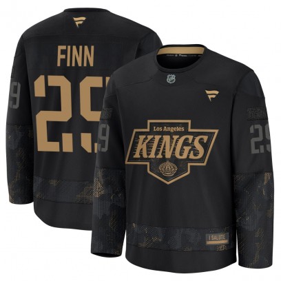 Youth Premium Los Angeles Kings Steven Finn Fanatics 2024 Military Appreciation Practice Jersey - Black