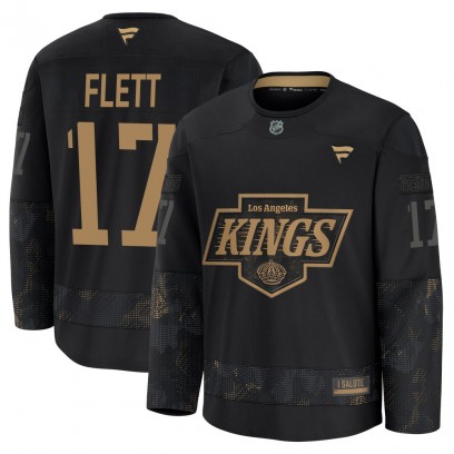 Youth Premium Los Angeles Kings Bill Flett Fanatics 2024 Military Appreciation Practice Jersey - Black