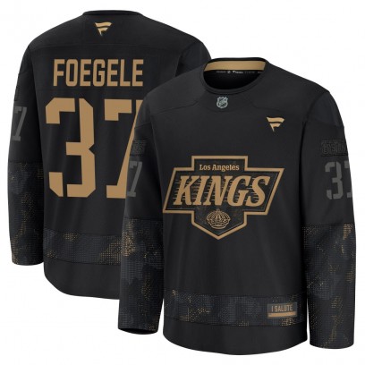 Youth Premium Los Angeles Kings Warren Foegele Fanatics 2024 Military Appreciation Practice Jersey - Black