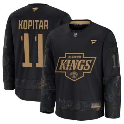 Youth Premium Los Angeles Kings Anze Kopitar Fanatics 2024 Military Appreciation Practice Jersey - Black