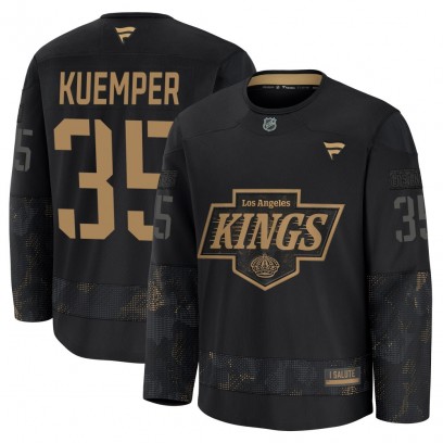 Youth Premium Los Angeles Kings Darcy Kuemper Fanatics 2024 Military Appreciation Practice Jersey - Black