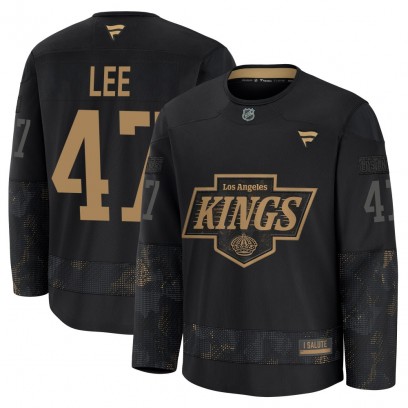 Youth Premium Los Angeles Kings Andre Lee Fanatics 2024 Military Appreciation Practice Jersey - Black