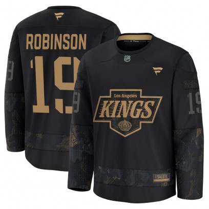 Youth Premium Los Angeles Kings Larry Robinson Fanatics 2024 Military Appreciation Practice Jersey - Black