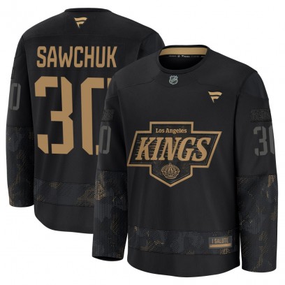 Youth Premium Los Angeles Kings Terry Sawchuk Fanatics 2024 Military Appreciation Practice Jersey - Black