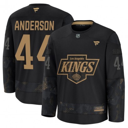 Men's Premium Los Angeles Kings Mikey Anderson Fanatics 2024 Military Appreciation Practice Jersey - Black