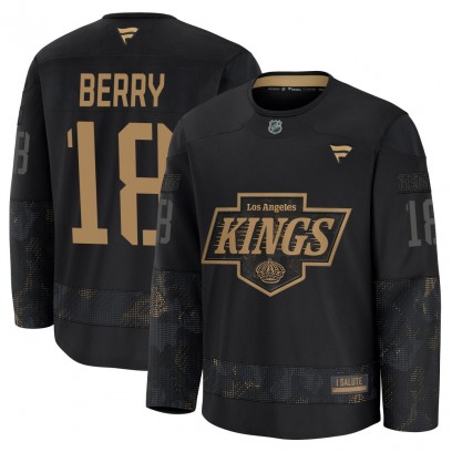 Men's Premium Los Angeles Kings Bob Berry Fanatics 2024 Military Appreciation Practice Jersey - Black