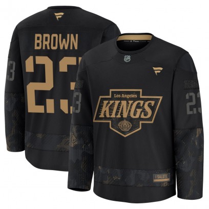 Men's Premium Los Angeles Kings Dustin Brown Fanatics 2024 Military Appreciation Practice Jersey - Black