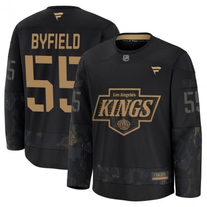 Men's Premium Los Angeles Kings Quinton Byfield Fanatics 2024 Military Appreciation Practice Jersey - Black