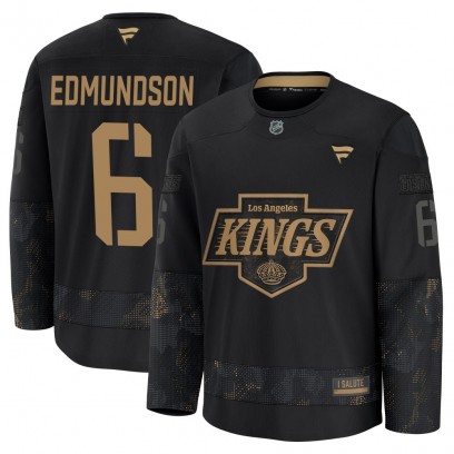 Men's Premium Los Angeles Kings Joel Edmundson Fanatics 2024 Military Appreciation Practice Jersey - Black