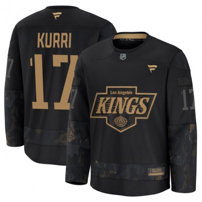 Men's Premium Los Angeles Kings Jari Kurri Fanatics 2024 Military Appreciation Practice Jersey - Black