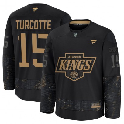 Men's Premium Los Angeles Kings Alex Turcotte Fanatics 2024 Military Appreciation Practice Jersey - Black