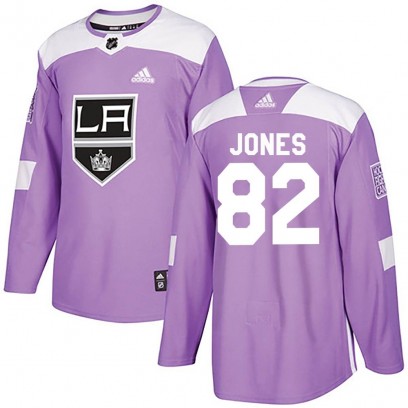 Men's Authentic Los Angeles Kings Caleb Jones Adidas Fights Cancer Practice Jersey - Purple