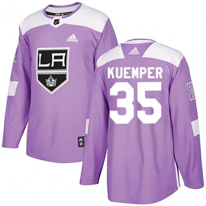 Men's Authentic Los Angeles Kings Darcy Kuemper Adidas Fights Cancer Practice Jersey - Purple