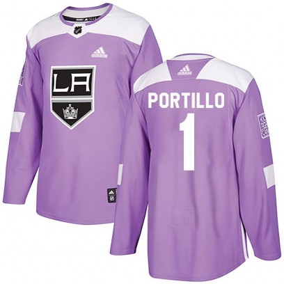 Men's Authentic Los Angeles Kings Erik Portillo Adidas Fights Cancer Practice Jersey - Purple