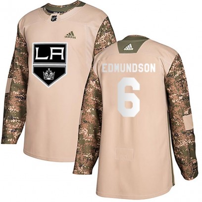 Youth Authentic Los Angeles Kings Joel Edmundson Adidas Veterans Day Practice Jersey - Camo