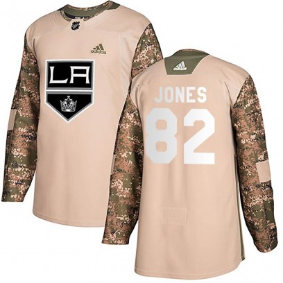 Youth Authentic Los Angeles Kings Caleb Jones Adidas Veterans Day Practice Jersey - Camo