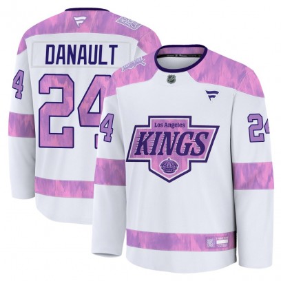 Youth Premium Los Angeles Kings Phillip Danault Fanatics 2024 Hockey Fights Cancer Practice Jersey - White