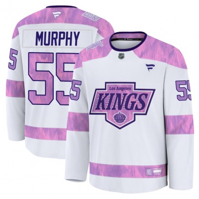 Youth Premium Los Angeles Kings Larry Murphy Fanatics 2024 Hockey Fights Cancer Practice Jersey - White